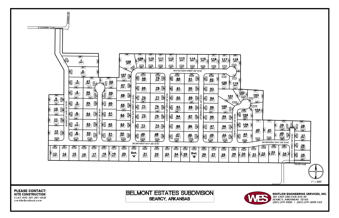 Belmont Estate Subdivision plat map